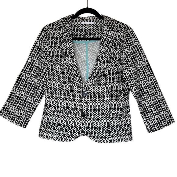 CAbi Black and White Du Jour Three Quarter Sleeve Jacket Size 8, Preppy, Career - Picture 2 of 16